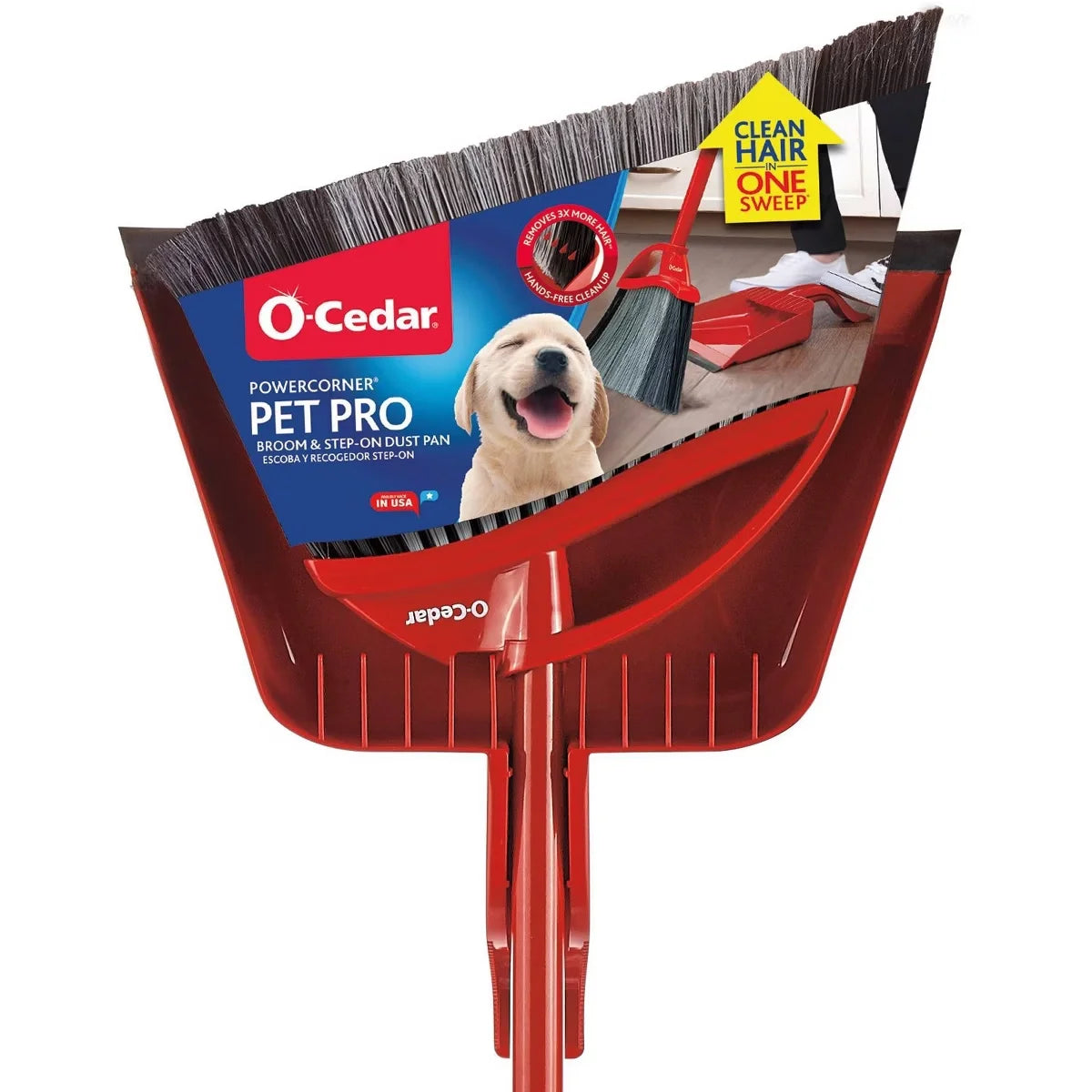 O-Cedar PowerCorner Pet Pro Broom with Step-On Dustpan