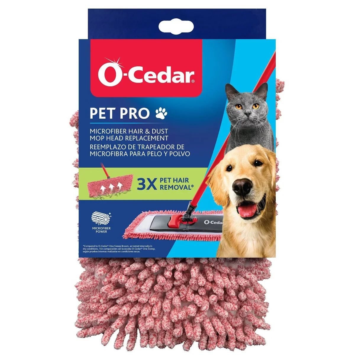 O-Cedar Pet Pro Microfiber Dust Mop Head Replacement: Microfiber, Multi-Surface Application, Unscented