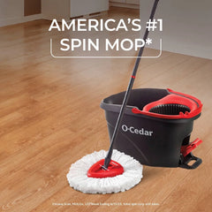 O-Cedar EasyWring Spin Mop and Bucket System: Portable, Non-Abrasive, Reusable, Extendable Handle